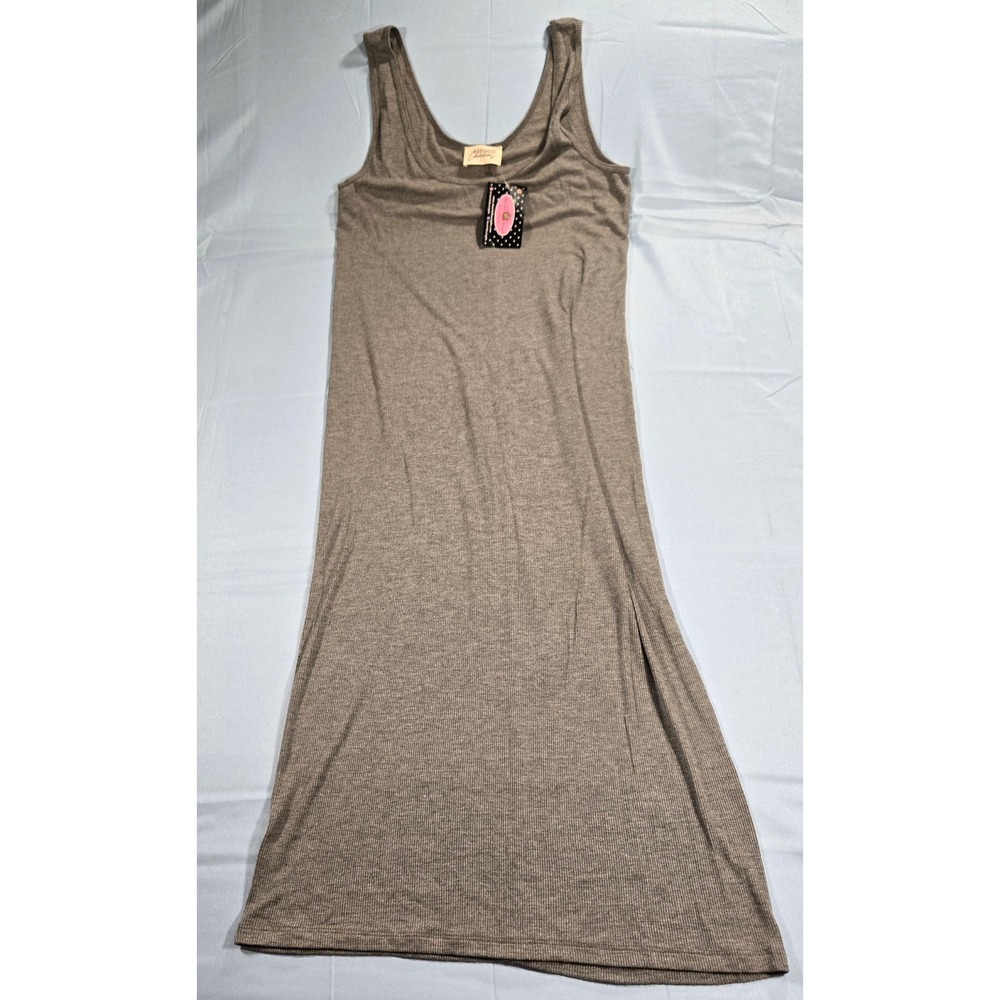 Refined Canvas Womens Ribbed Knit Sleeveless Maxi Tank Dress Grey Size L K9001